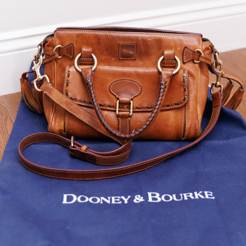 Dooney & Bourke Florentine Leather RARE SAMPLE Satchel Natural Tassel Handbag
